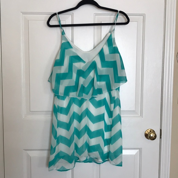 Teal and White Chevron Sundress - Picture 3 of 4